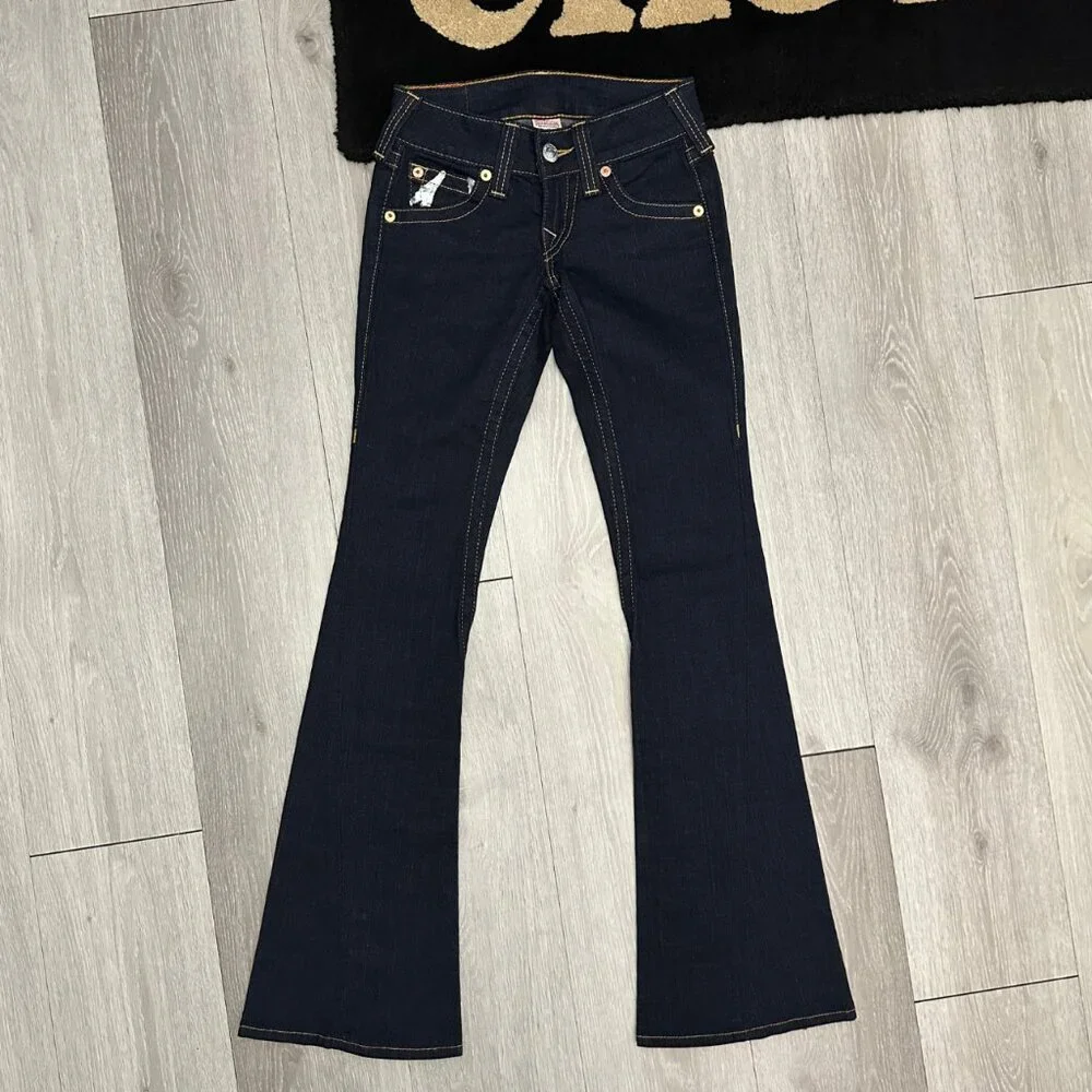 True Religion Joey Twisted Seam Flared Women's Low Rise Denim Jeans - Size 26x34 - Picture 2 of 10